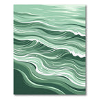 Serene Sage Green Abstract Ocean Waves Rug