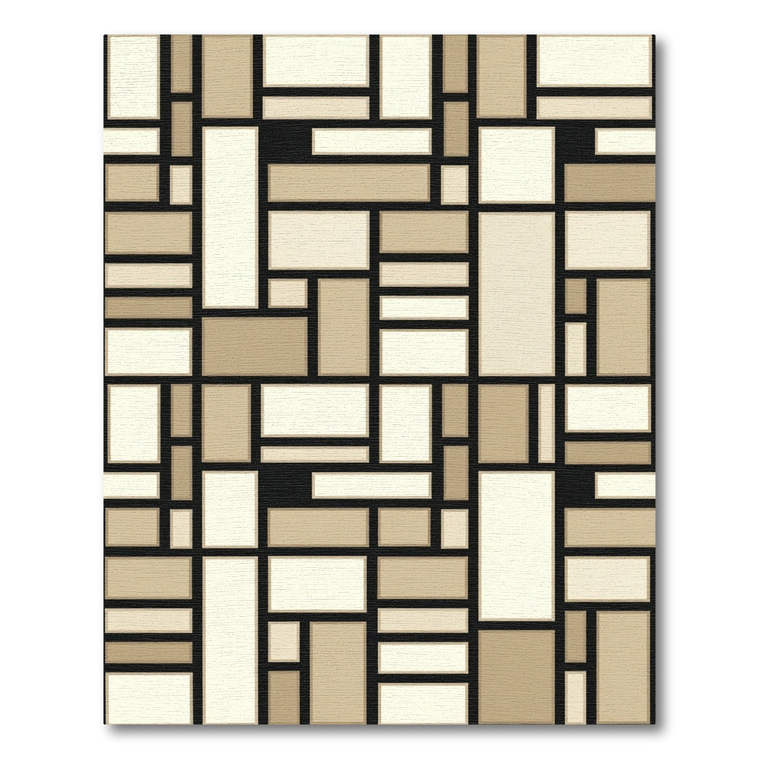 De Stijl Beige Rectangular Composition Rug