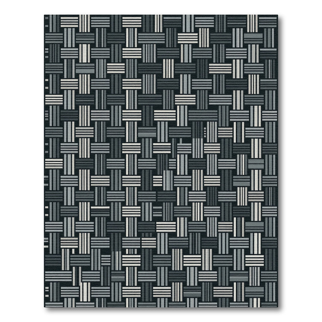 Modern Monochrome Woven Basket Weave Rug