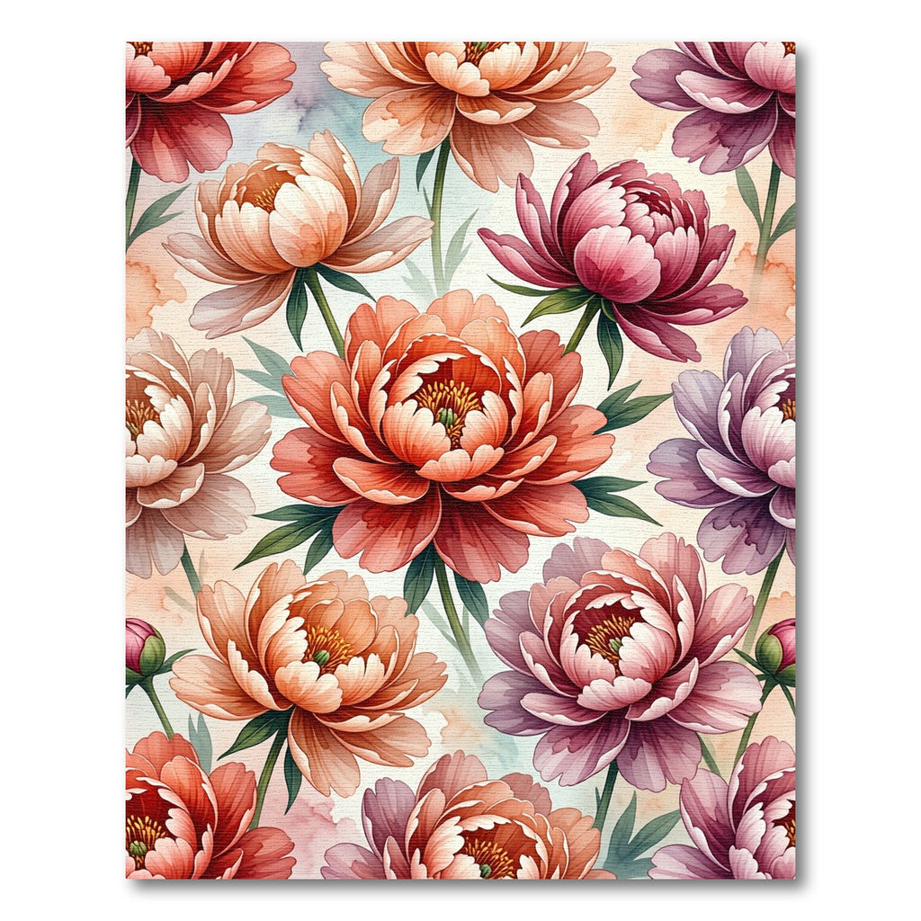 Peony Garden Watercolor Floral Rug