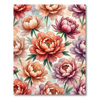 Peony Garden Watercolor Floral Rug