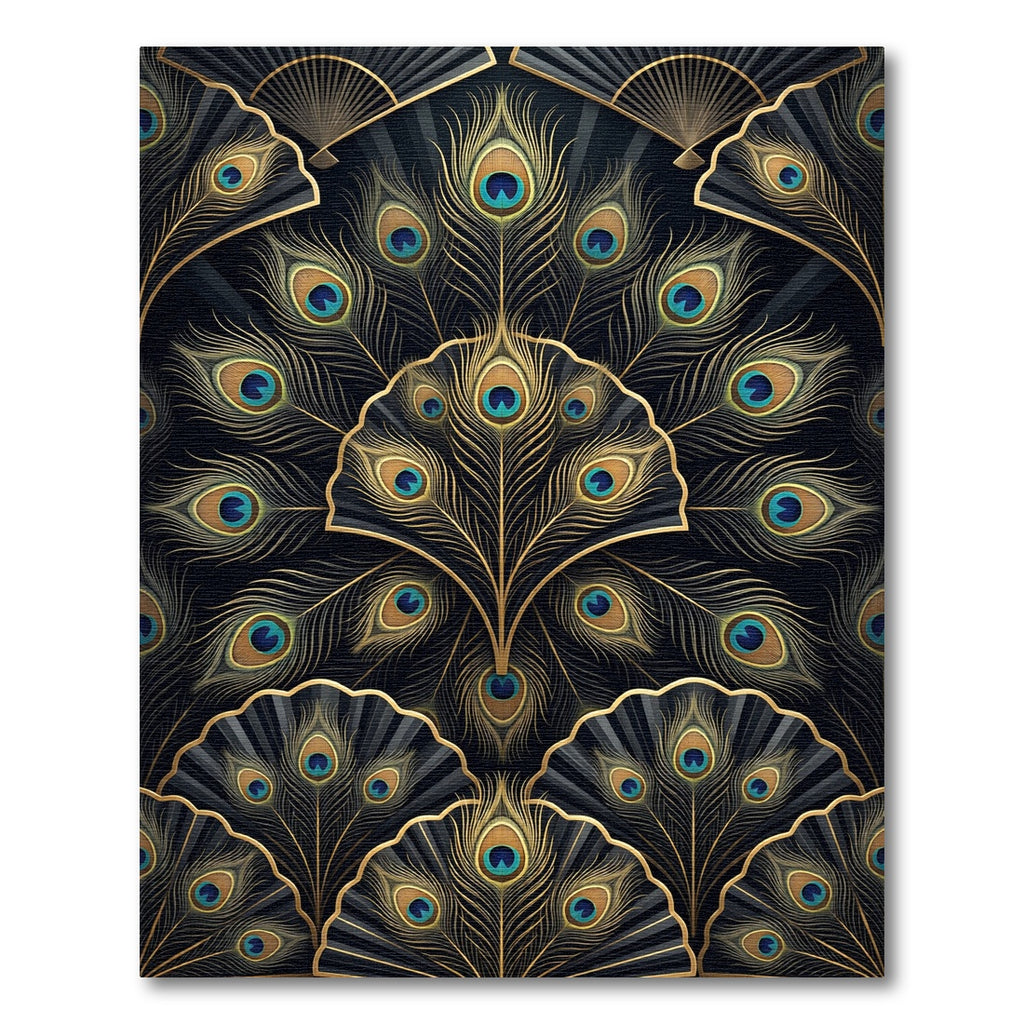 Art Deco Gold Peacock Feather Rug