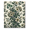 Cream and Teal Floral Vine Branches Rug