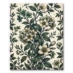 Cream and Teal Floral Vine Branches Rug