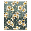 White Daisy Field Sage Green Rug