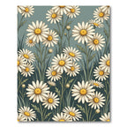 White Daisy Field Sage Green Rug