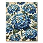Blue Hydrangea Botanical Bouquet Illustration Rug
