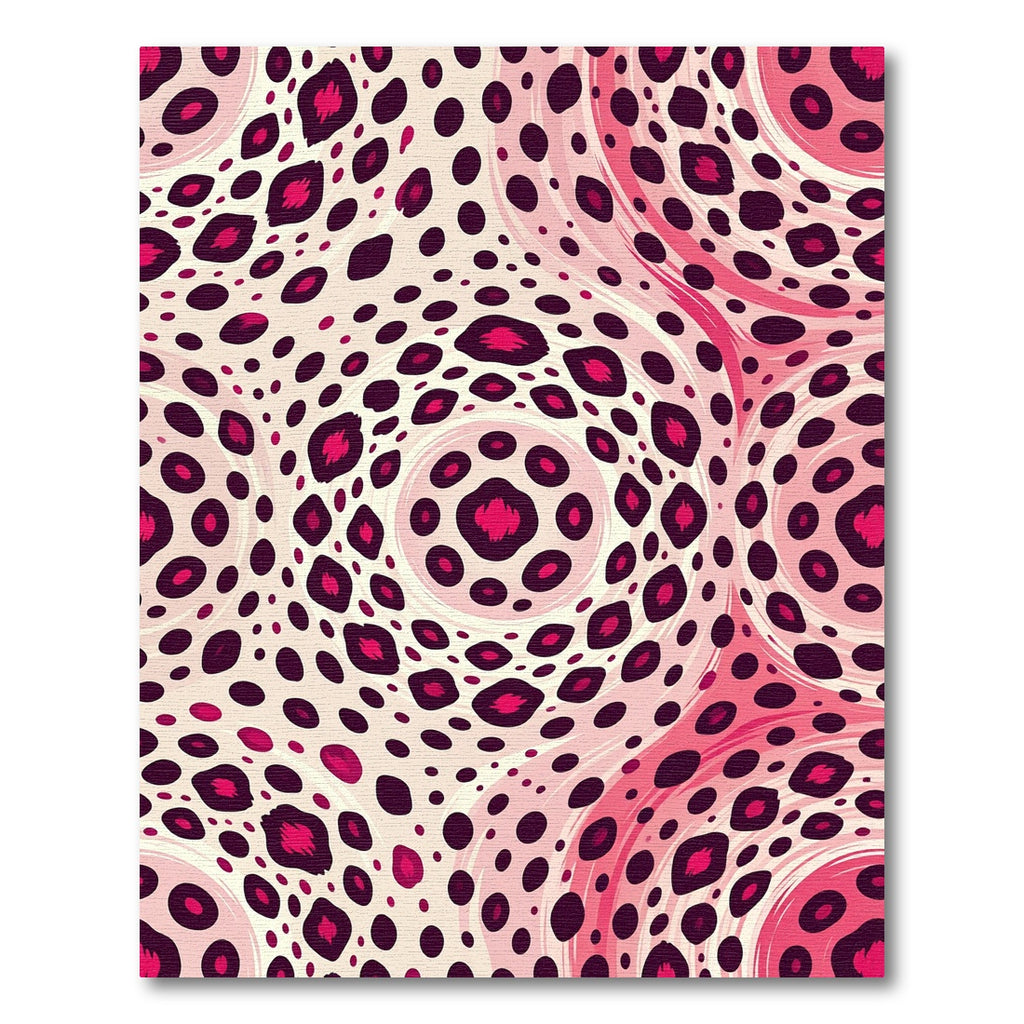 Vibrant Pink Abstract Leopard Spot Circular Rug