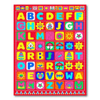 Colorful Alphabet Bordered Squares Rug