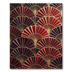 Red Ombre Fan Art Deco Rug