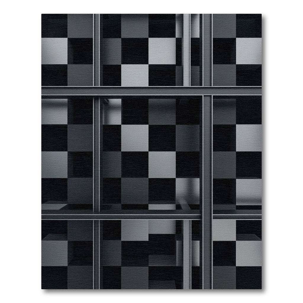 Monochrome Gray Grid Checkerboard Illusion Rug