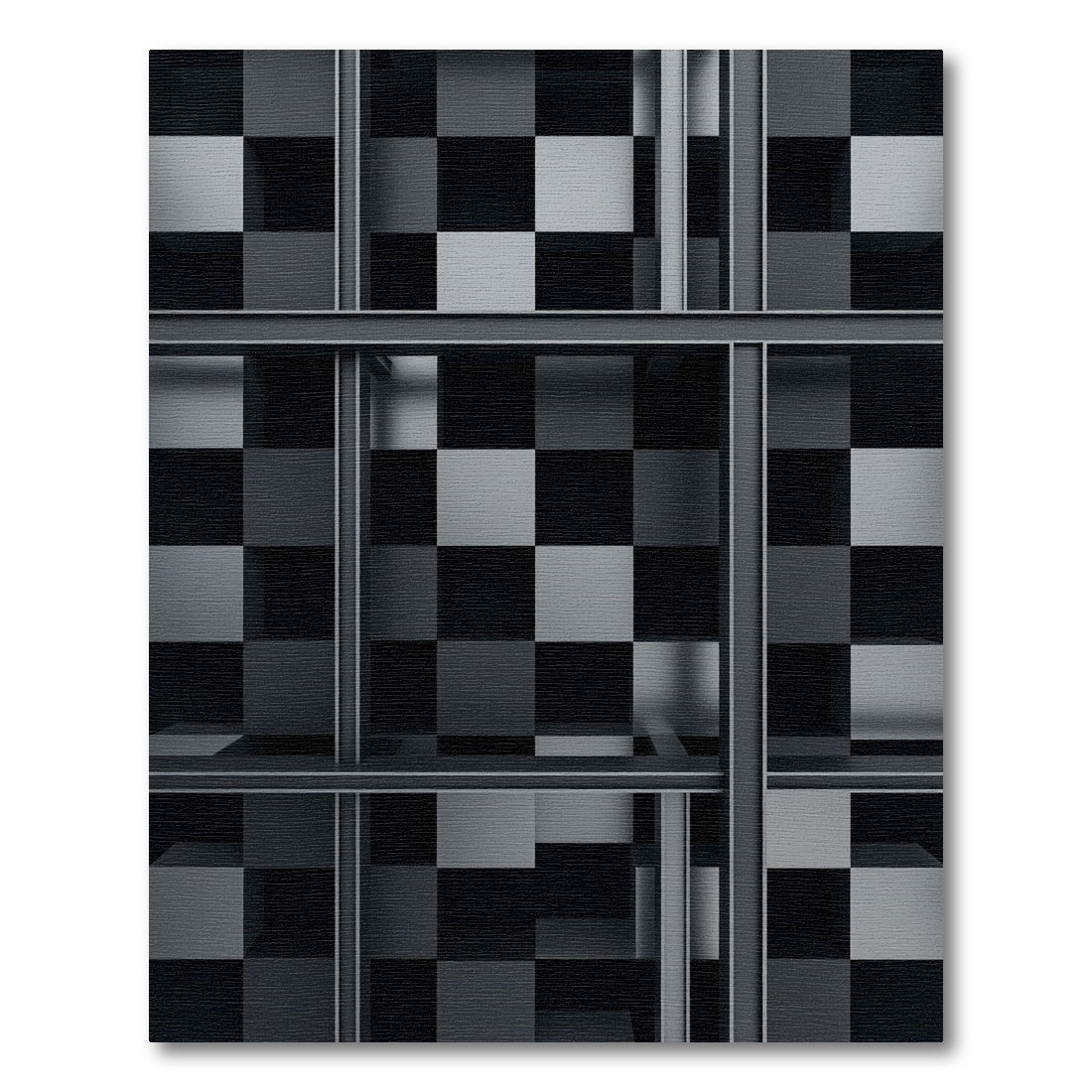 Monochrome Gray Grid Checkerboard Illusion Rug