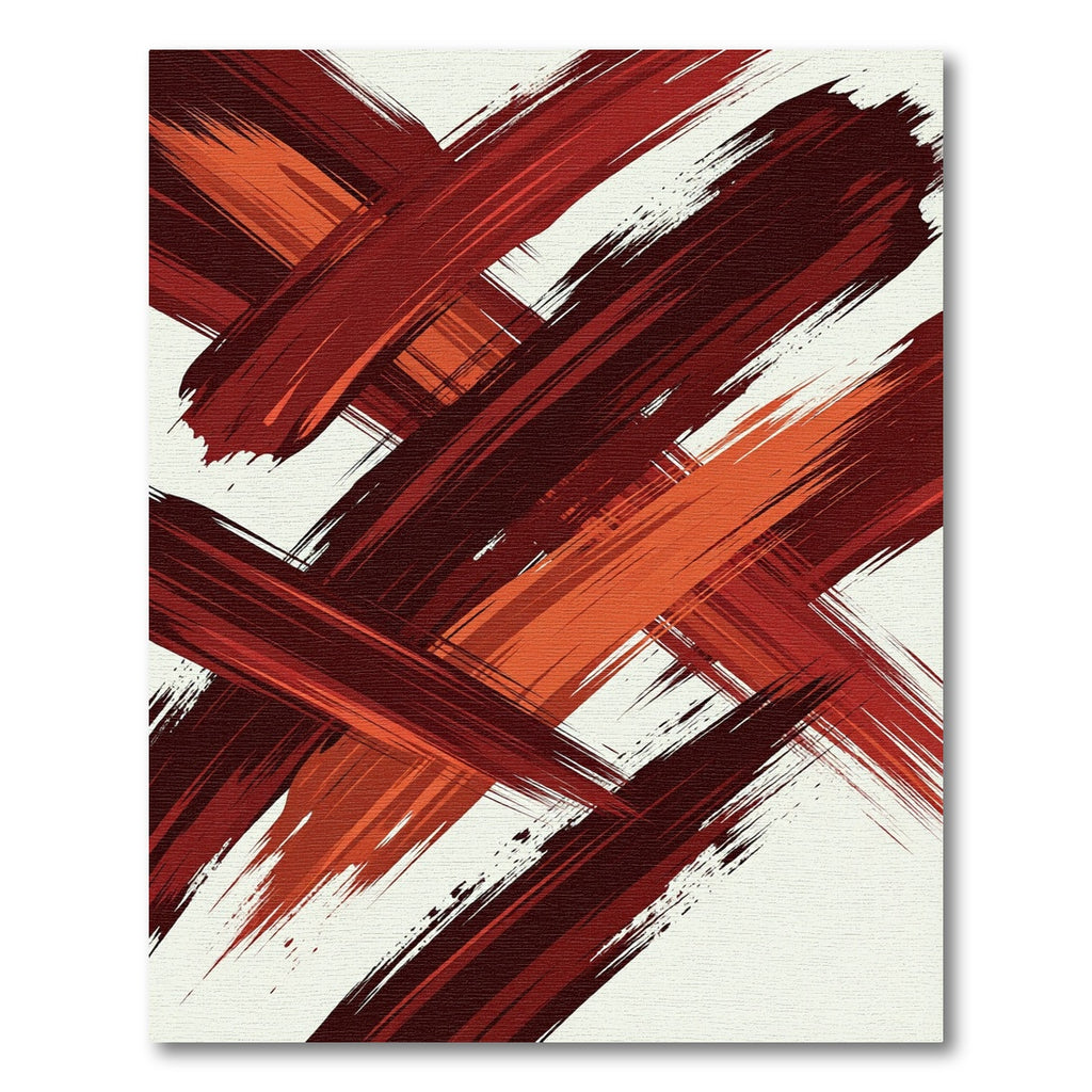 Bold Crimson Abstract Brushstroke Art Rug