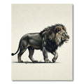 Majestic Charcoal Lion Portrait Illustration Rug