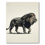 Majestic Charcoal Lion Portrait Illustration Rug