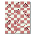 Playful Blush Pink Ballet Slipper Checkerboard Rug
