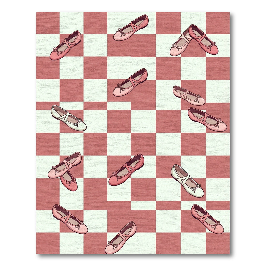 Playful Blush Pink Ballet Slipper Checkerboard Rug