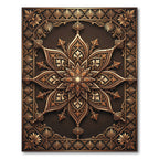 Ornate Gold Symmetrical Floral Medallion Rug