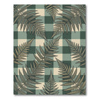 Green Beige Fern Buffalo Plaid Rug