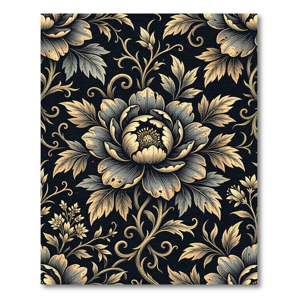 Vintage Gold Floral Scroll Rug