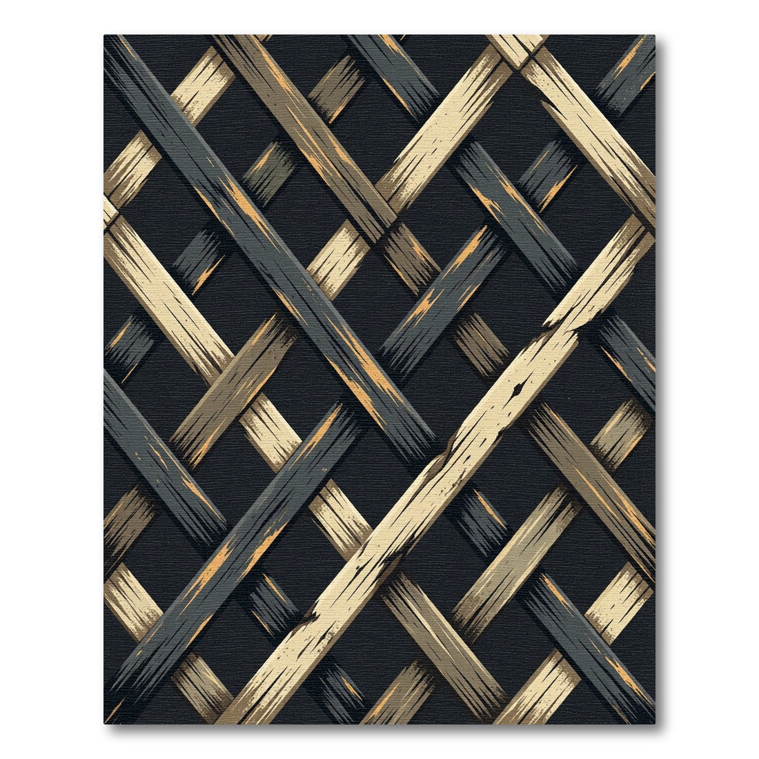 Black and Gold Woven Grid Rug