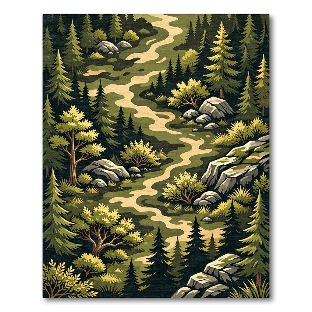 Forest Path Verdant Pine Landscape Rug