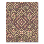 Burgundy Pink Gold Fish Floral Medallion Rug