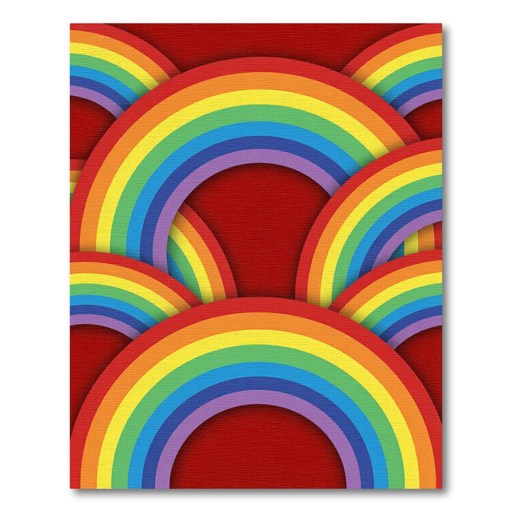 Vibrant Rainbow Arc Overlay Rug