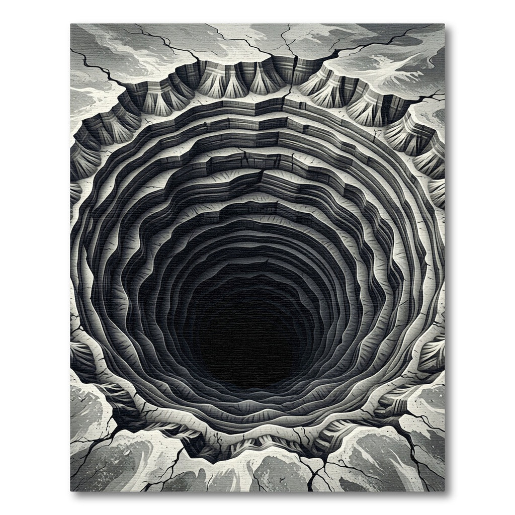 Monochromatic Circular Abyss Geological Landform Rug