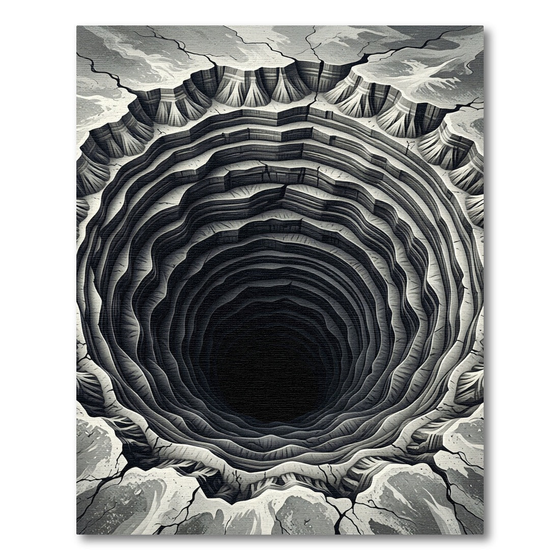 Monochromatic Circular Abyss Geological Landform Rug