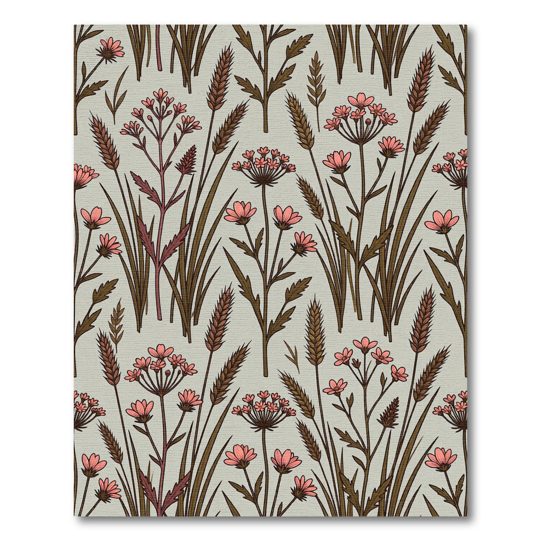 Coral Wildflower Meadow Grass Rug