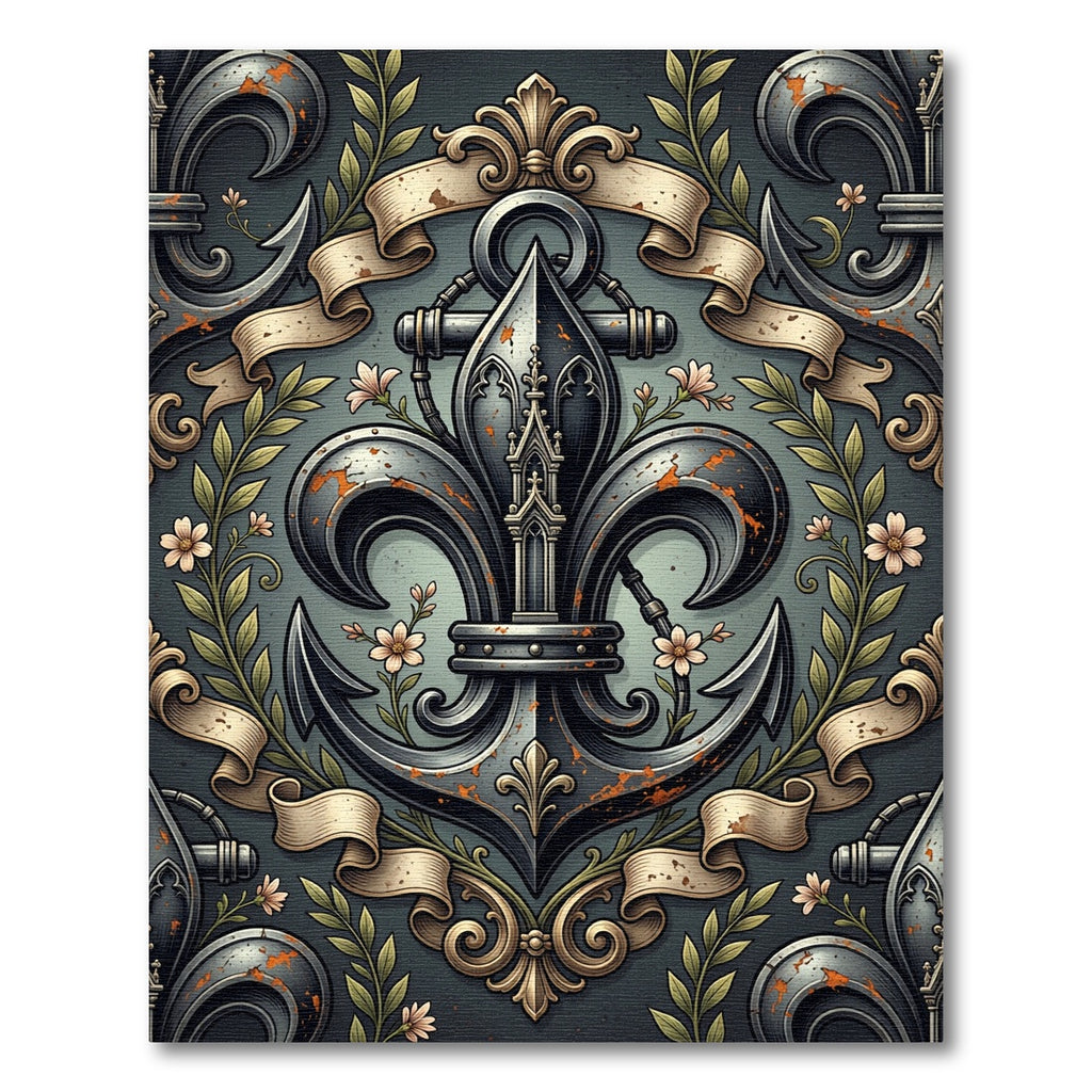 Gothic Anchor Fleur-de-lis Sage Rug