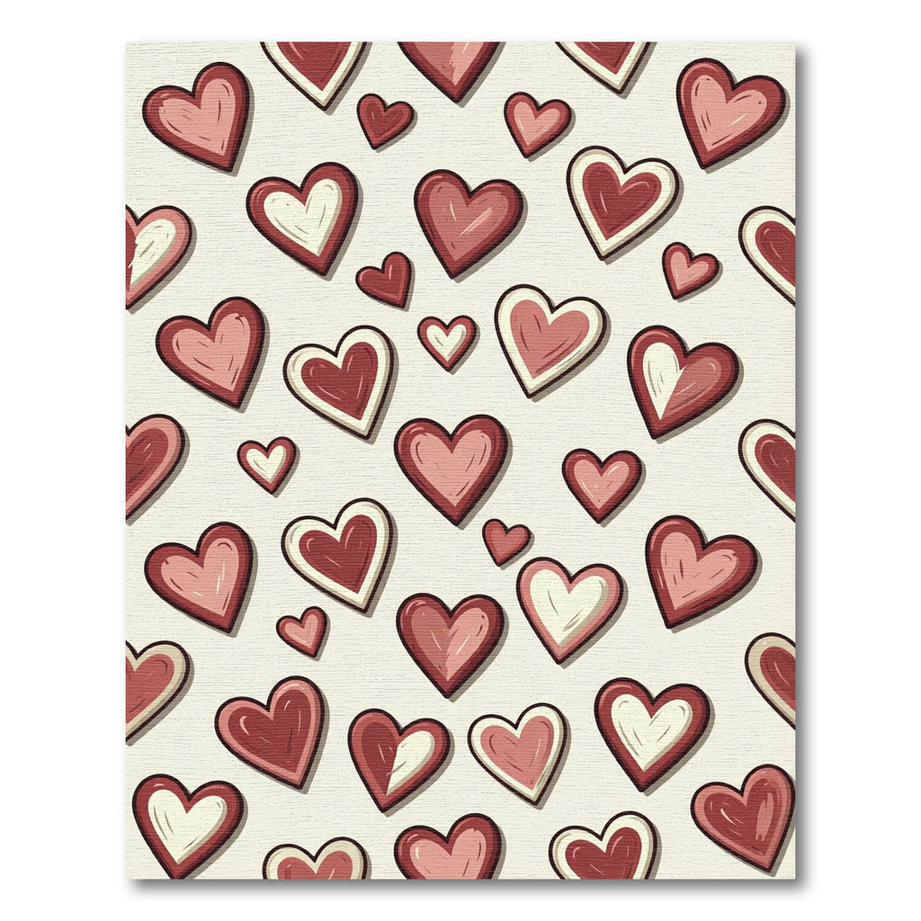 Whimsical Painted Red Heart Array Rug