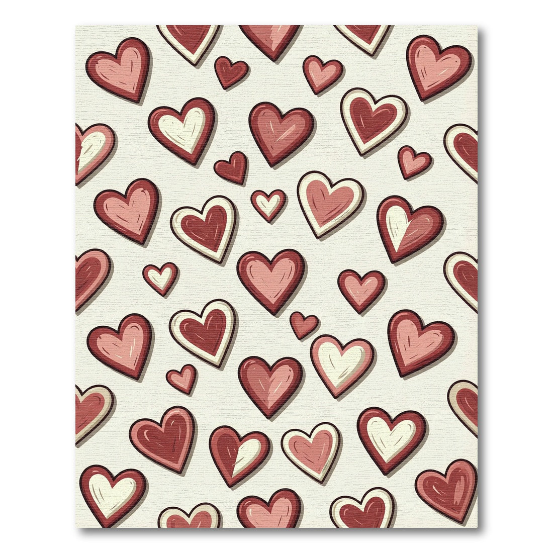Whimsical Painted Red Heart Array Rug