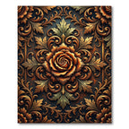 Gilded Bronze Rose Floral Scrollwork Rug