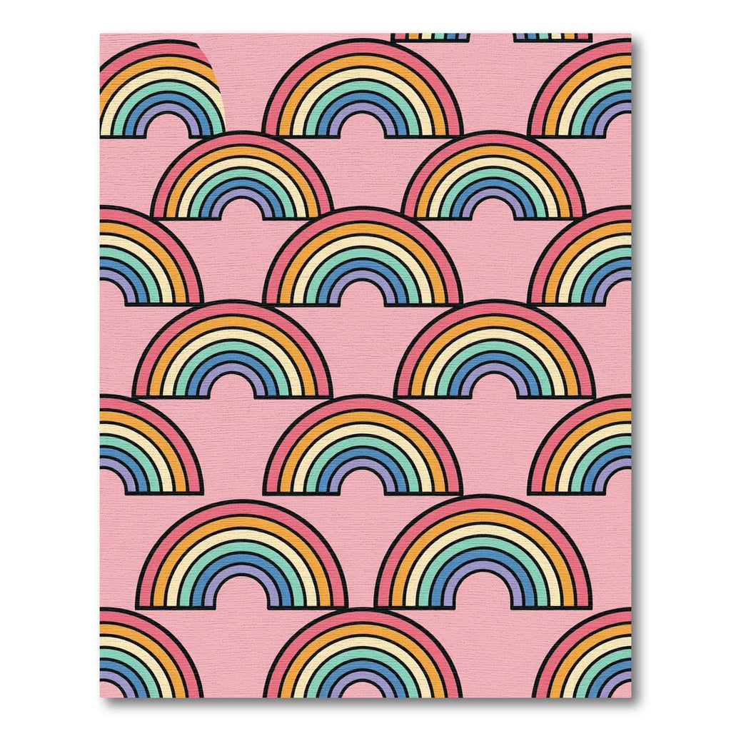 Retro Pastel Rainbow Arched Mural Rug