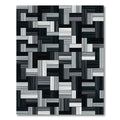 Monochrome Geometric Wood Grain Blocks Rug