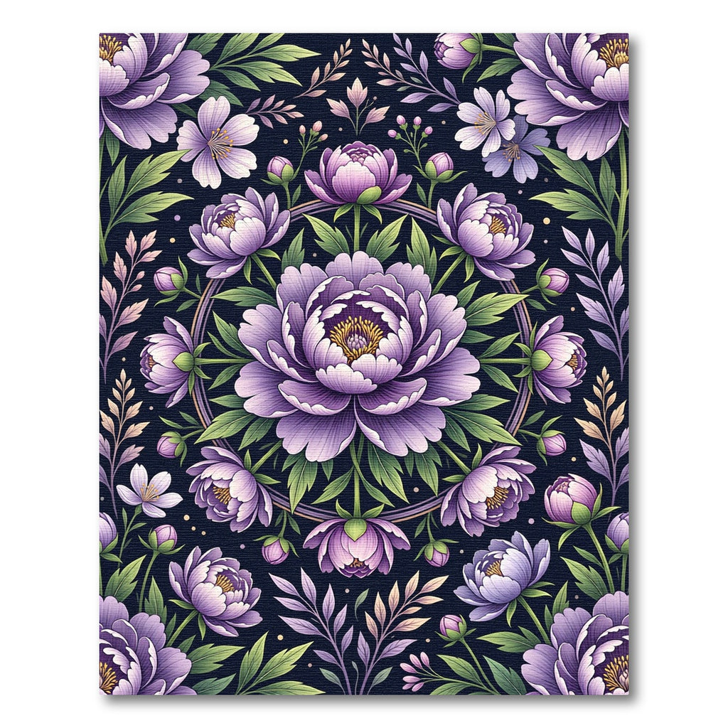 Vibrant Purple Floral Garden Medallion Rug