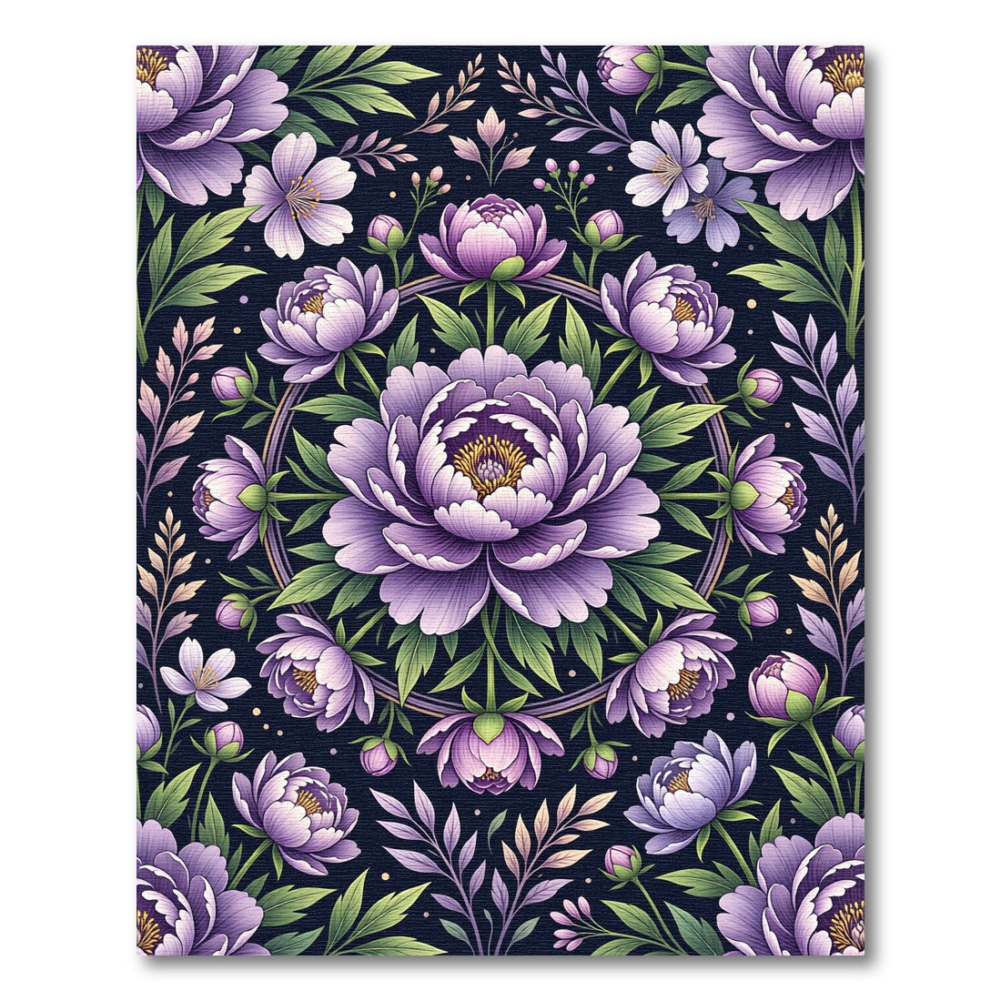 Vibrant Purple Floral Garden Medallion Rug
