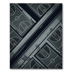 Minimalist Charcoal Basketball Court Illustration Rug