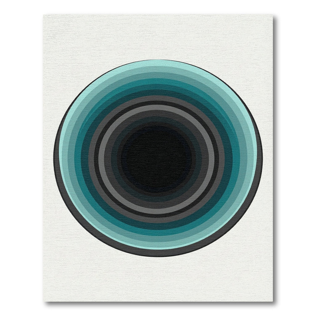 Teal and Charcoal Concentric Circle Art Rug