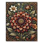 Elegant Crimson Dahlia Floral Botanical Area Rug