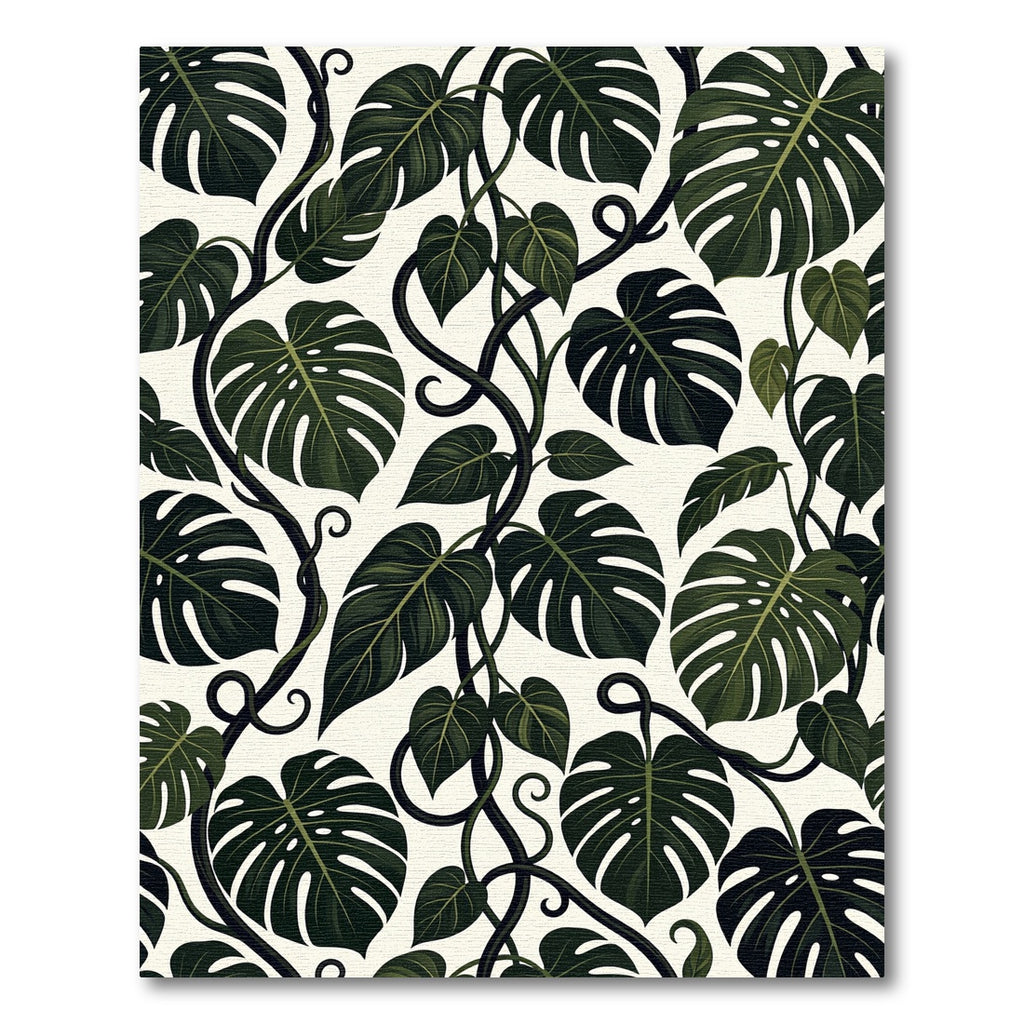 Dark Green Tropical Leaf Vine Rug