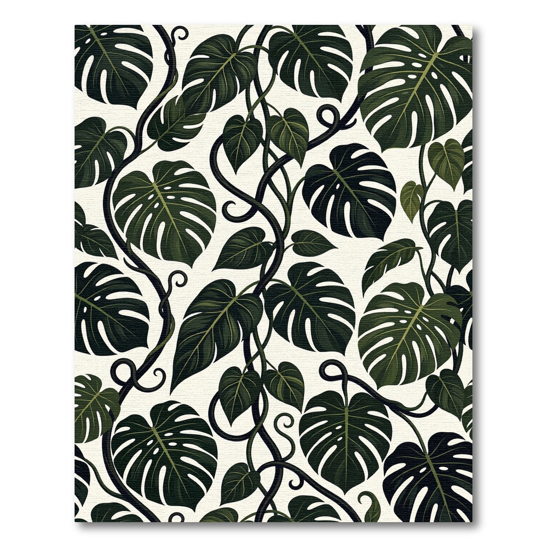 Dark Green Tropical Leaf Vine Rug