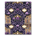 Ornate Gold Lavender Chateau Floral Scroll Rug