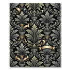 Ornate Charcoal Gold Acanthus Scroll Rug