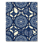 Indigo Blue Geometric Floral Medallion Rug