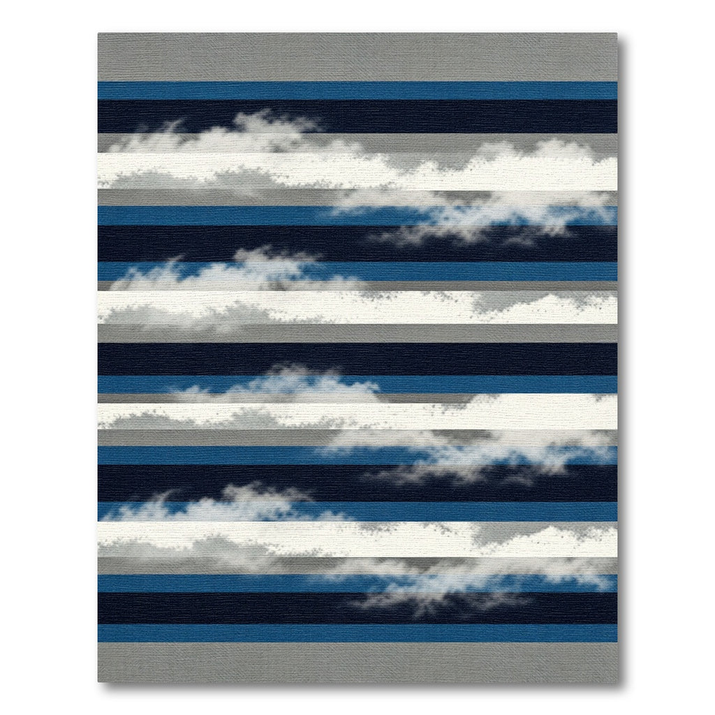 Cloudy Blue and Gray Striped Landscape Rug