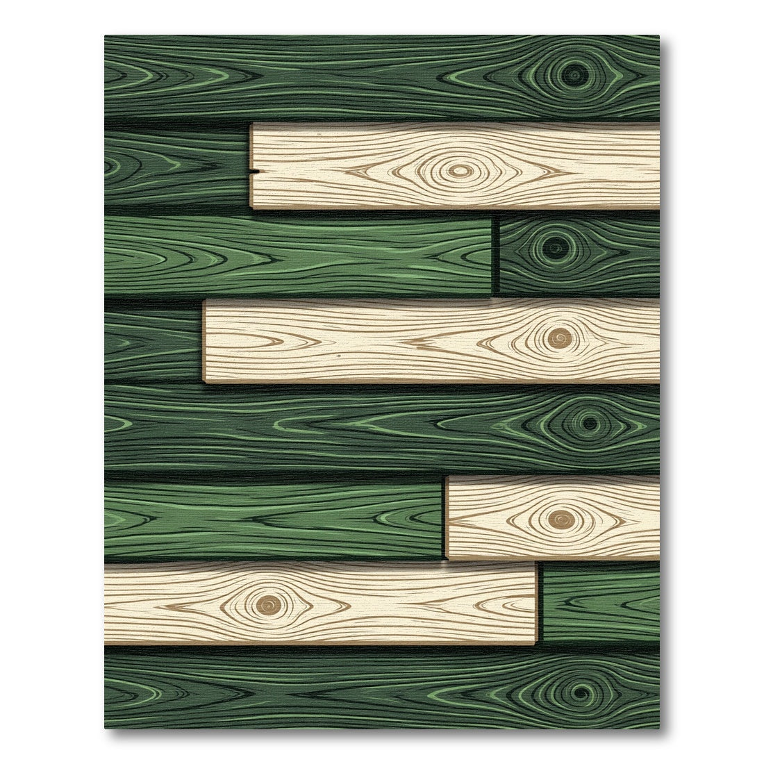 Emerald and Cream Wood Grain Plank Rug