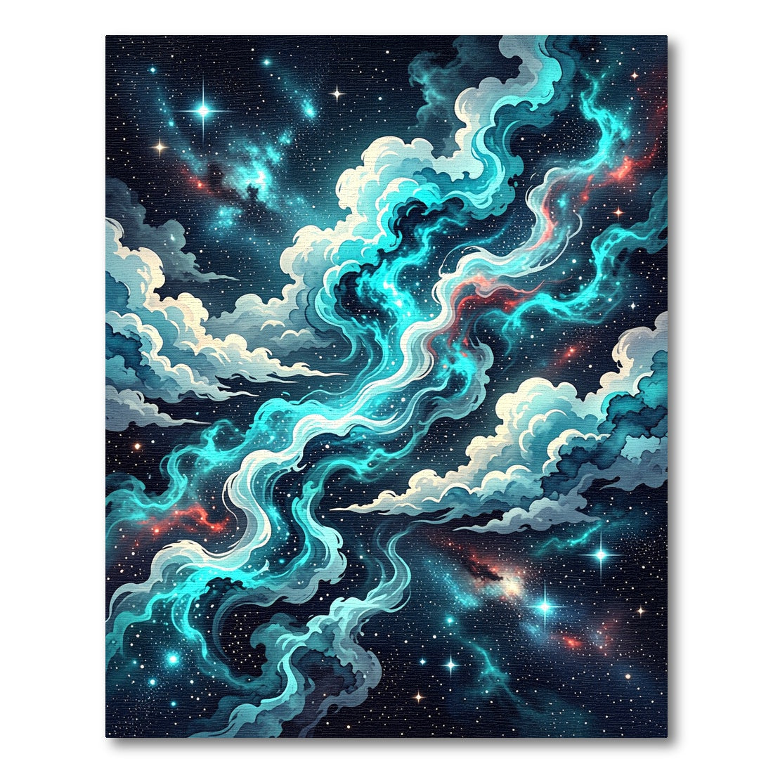 Celestial Teal Nebula Cosmic Swirl Rug